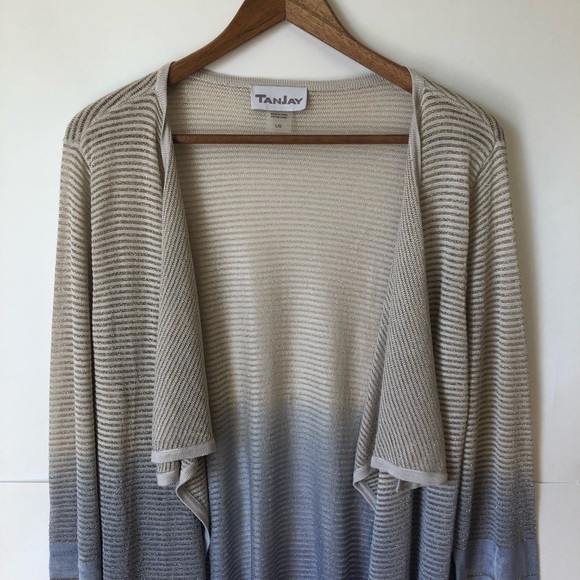 ***😀3 for $35/Tanjay Ombré Blue Tie Dye Cardigan, Gold Sparkle in the fabric. - Picture 3 of 12